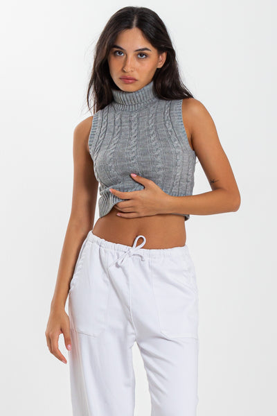 HIGH NECK CROP SWEATER