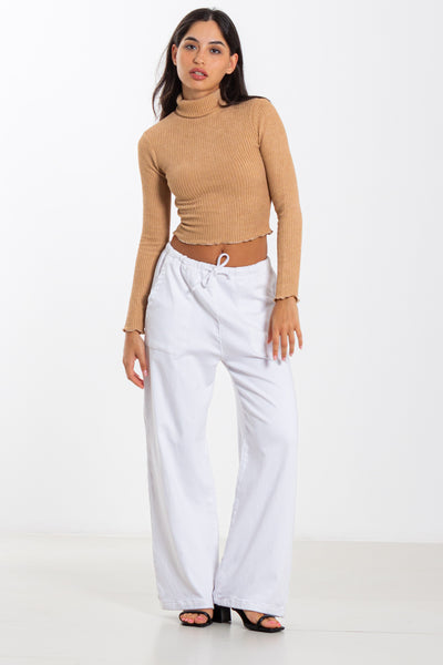 RIBBED HIGH NECK TOP