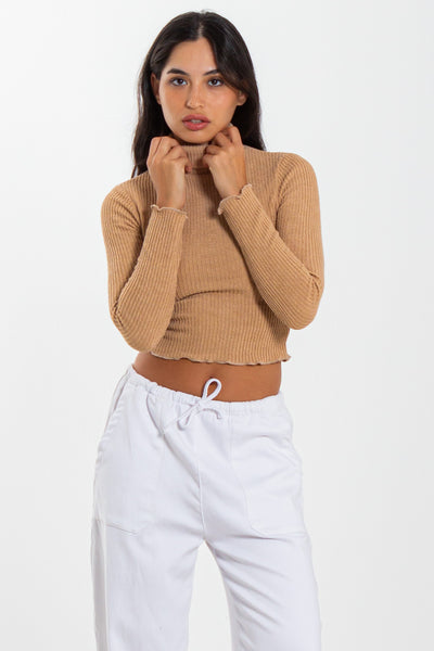 RIBBED HIGH NECK TOP