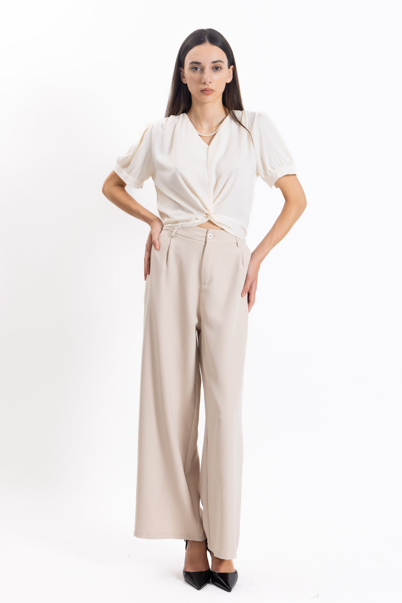 DETAILED SATIN TOP WITH NECKLACE