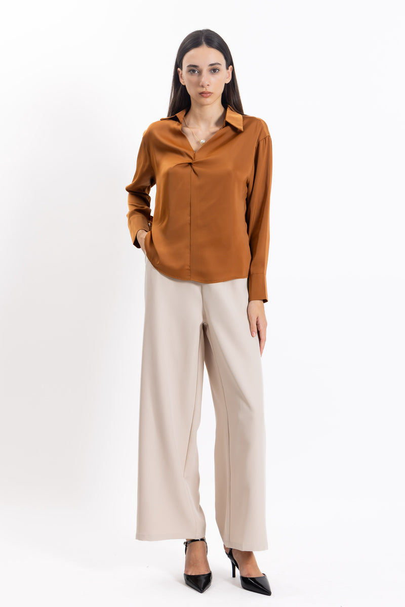 SATIN SHIRT WITH NECKLACE