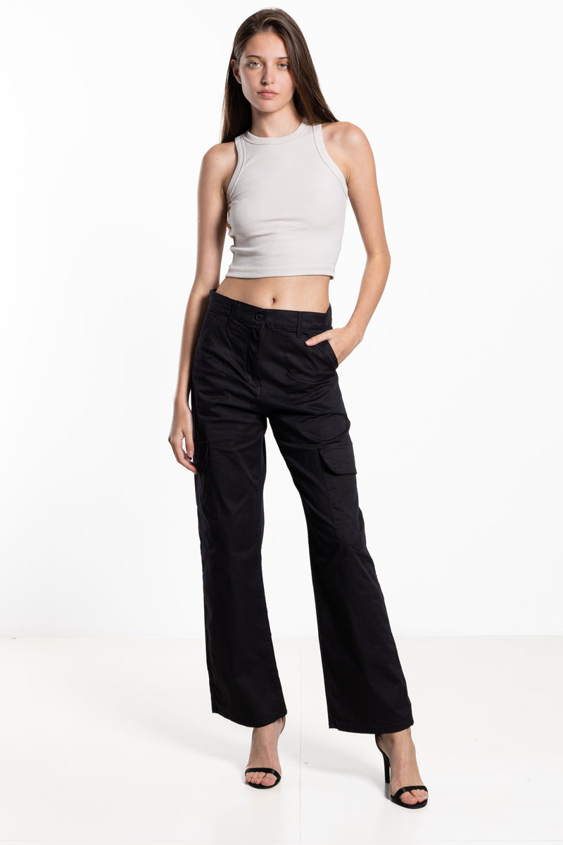 HIGH-WAIST CARGO TROUSERS