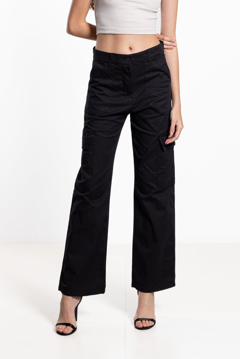 HIGH-WAIST CARGO TROUSERS