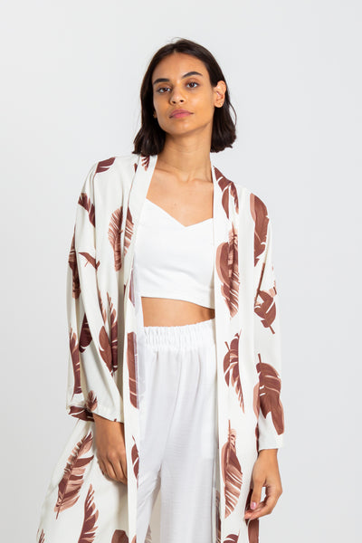 PRINTED SATIN KIMONO