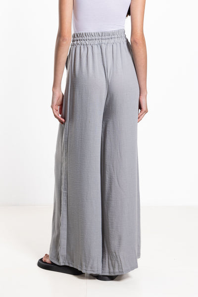 WIDE LEG LINEN BLEND TROUSERS