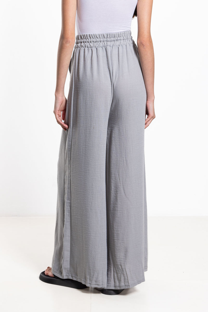 WIDE LEG LINEN BLEND TROUSERS
