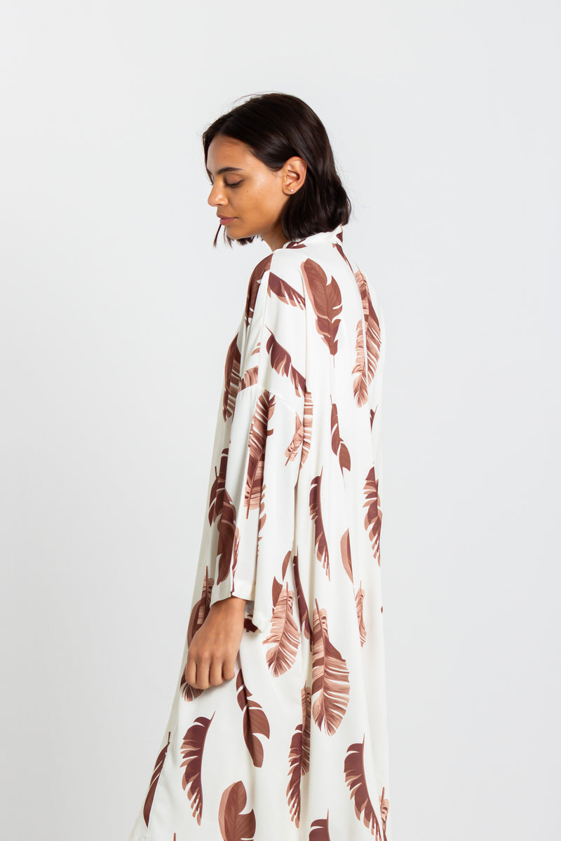PRINTED SATIN KIMONO
