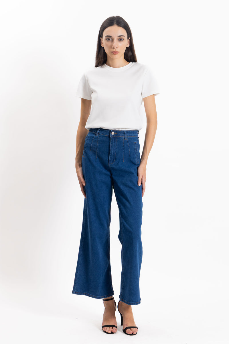 DETAILED WIDE HIGH-RISE JEANS