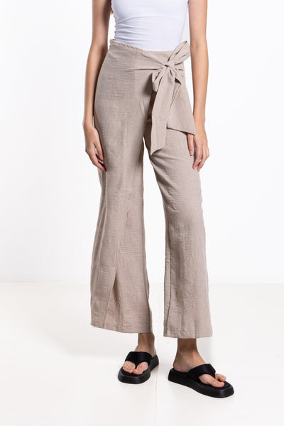 WRAPPED LINEN BLEND TROUSERS