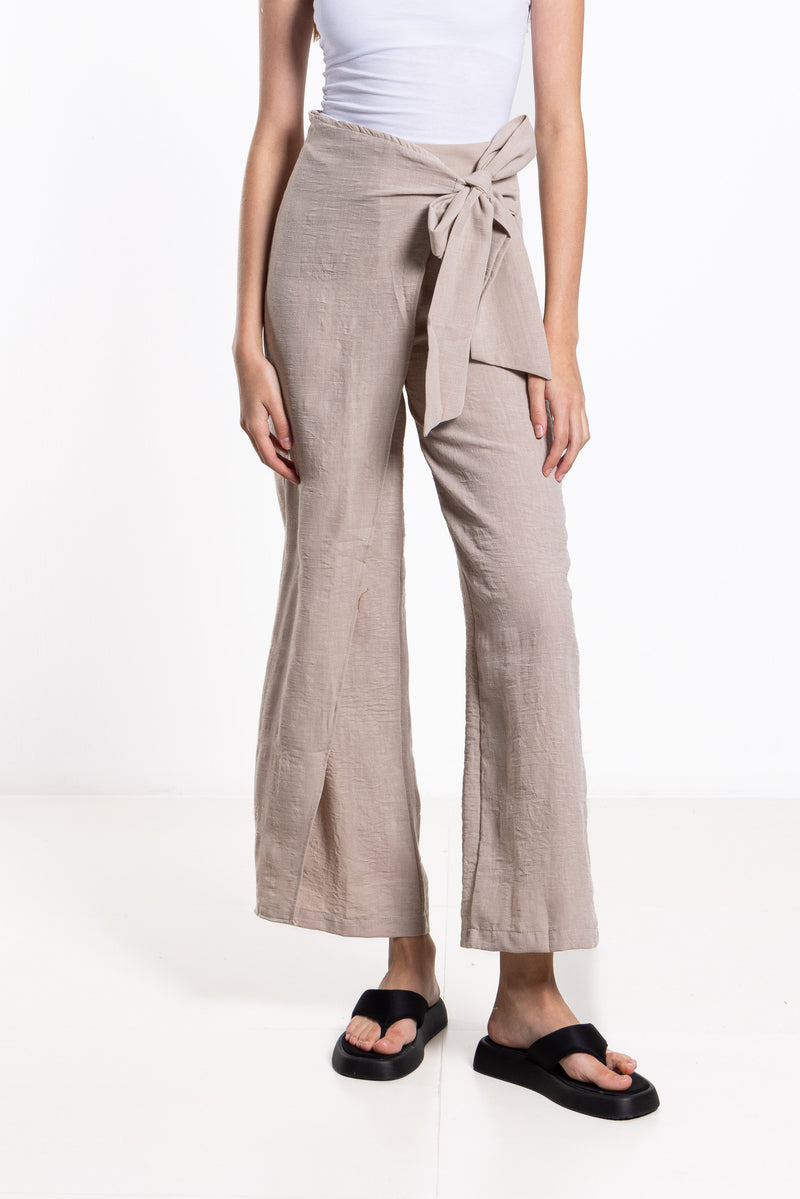 WRAPPED LINEN BLEND TROUSERS