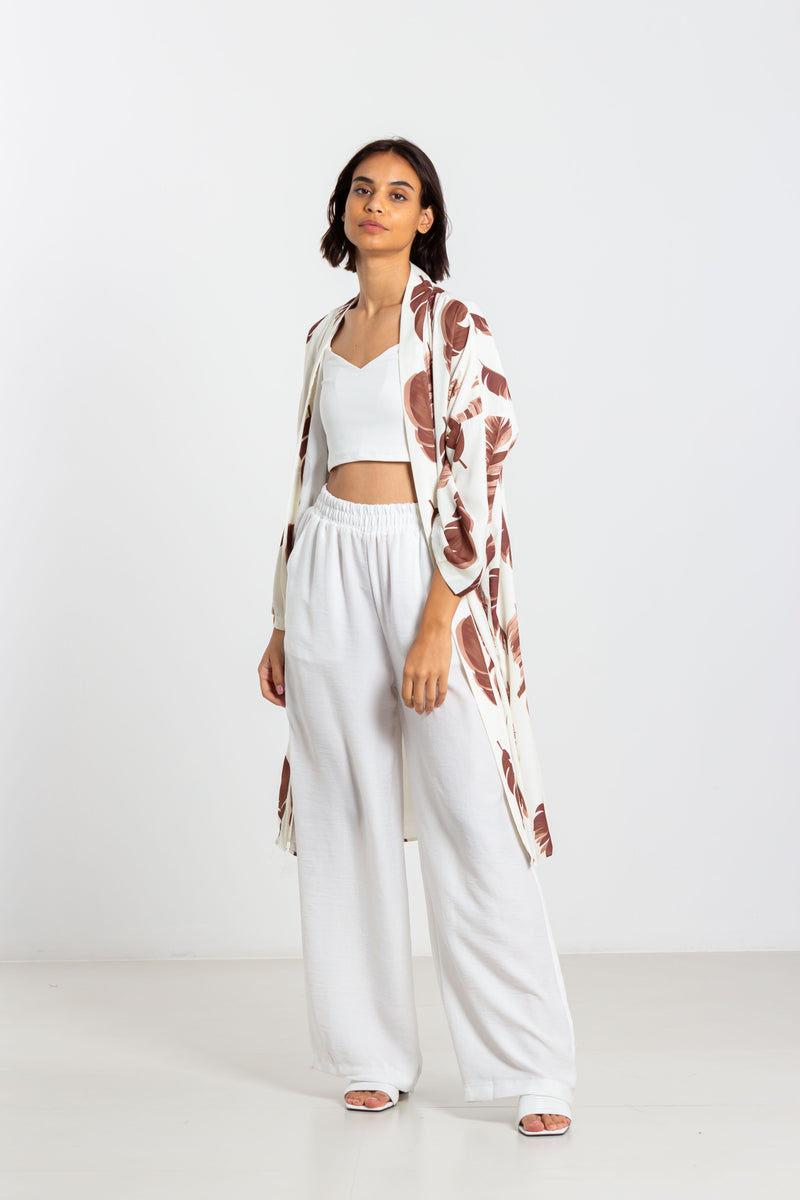PRINTED SATIN KIMONO