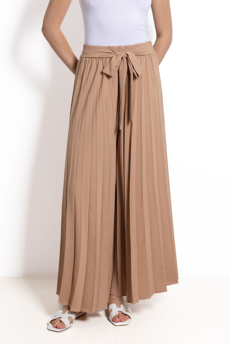 PLEATED WIDE-LEG TROUSERS