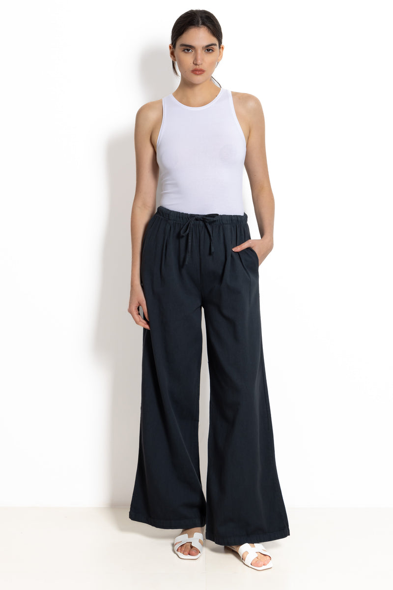 WIDE-LEG JOGGER WASIT DENIM TROUSERS