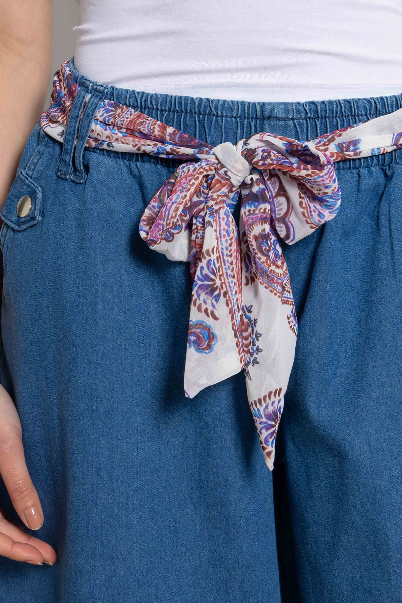 FLOWY WIDE-LEG DENIM TROUSERS