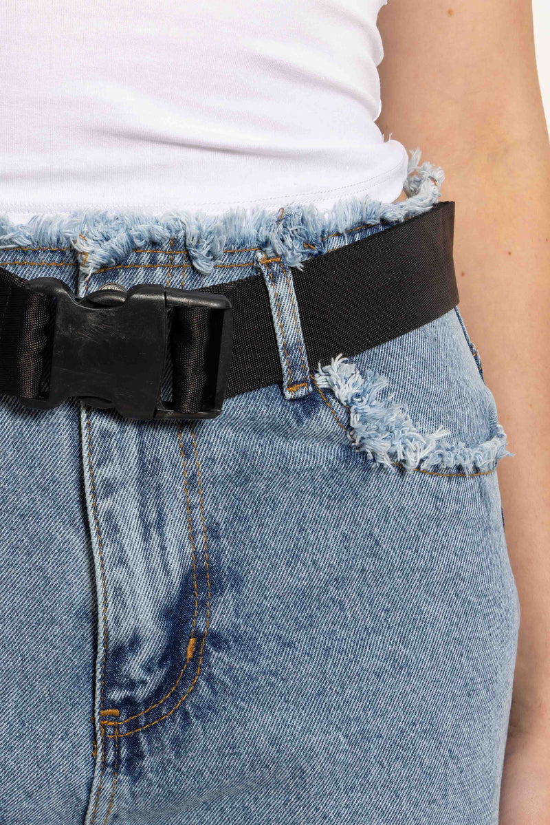 ROUGH EDGE WIDE LEG JEANS WITH BELT