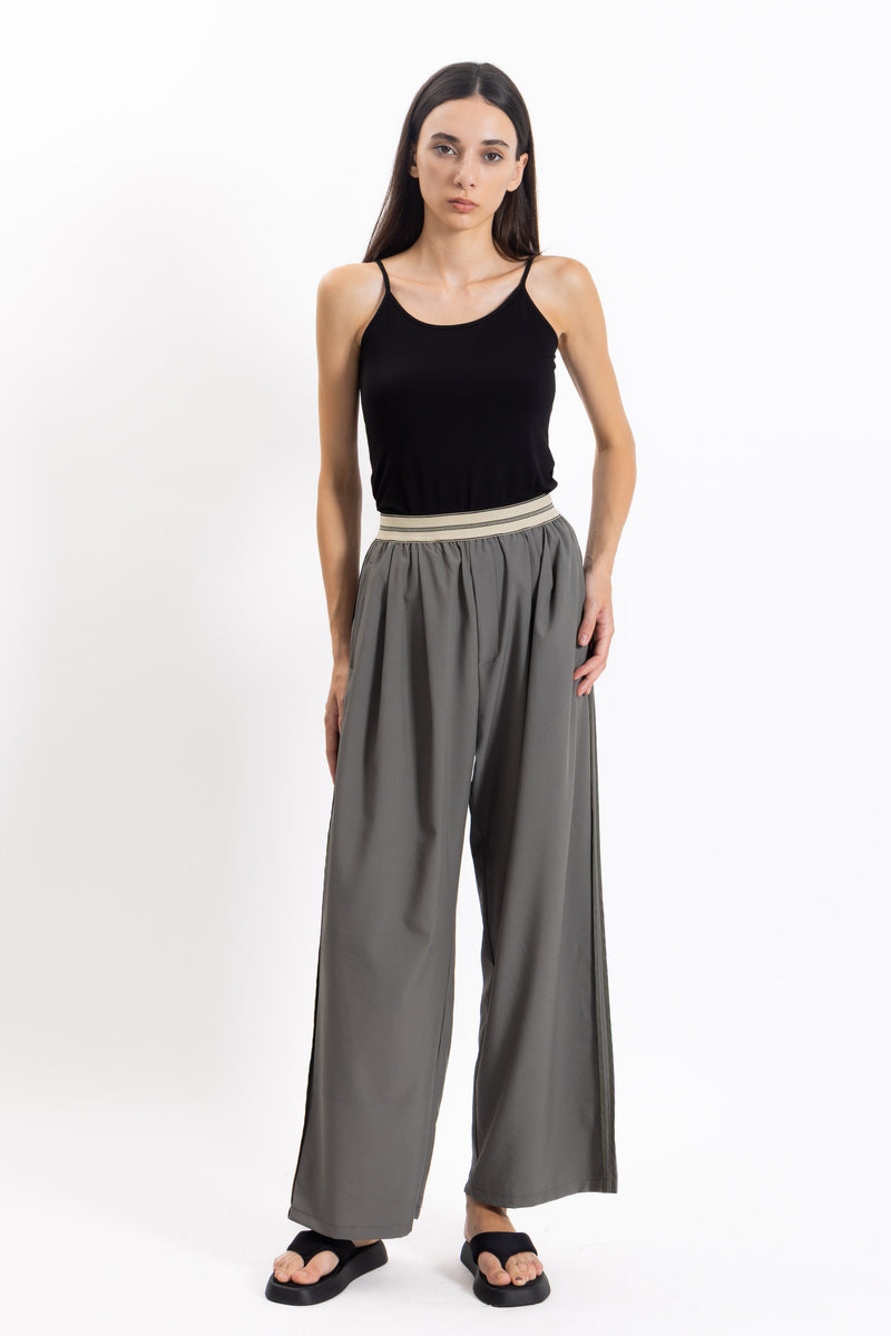 DETAILED WIDE LEG COMFORT TROUSERS