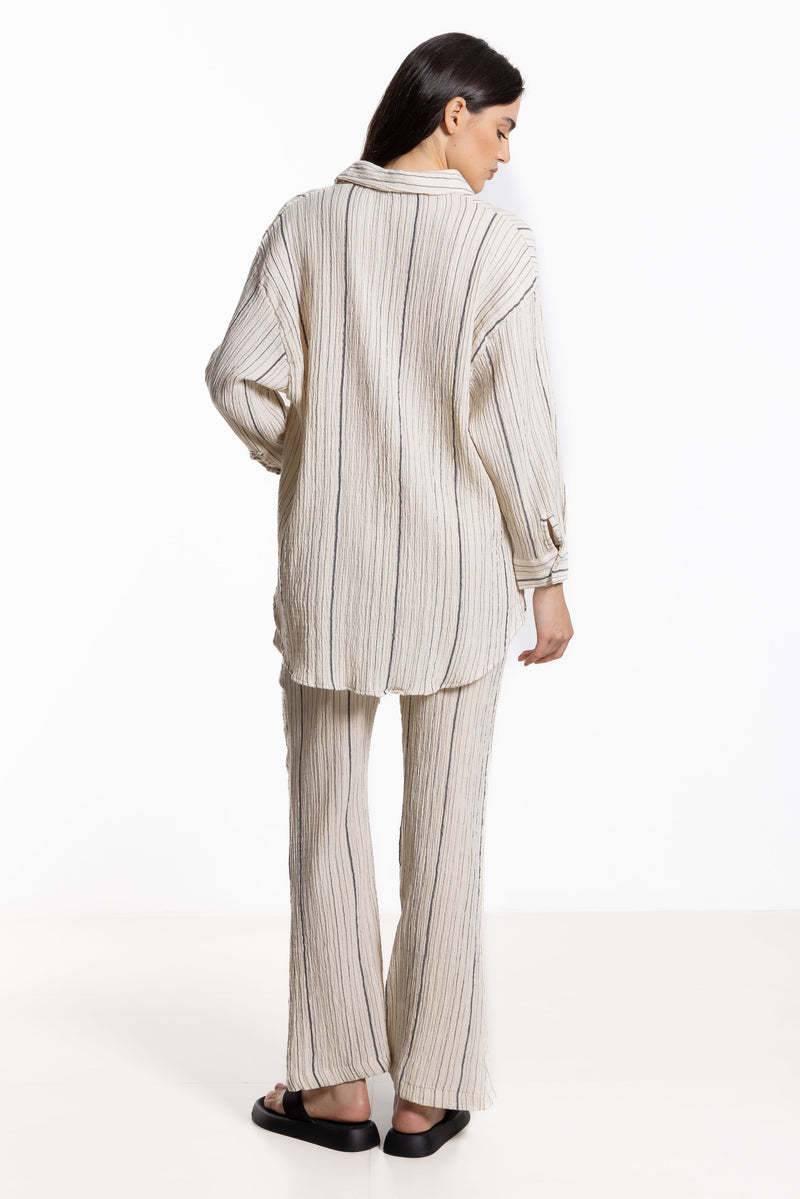 STRIPED CREASED-EFFECT COTTON SET