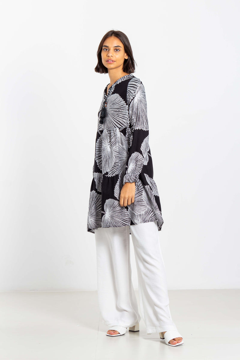 PRINTED LONG BLOUSE