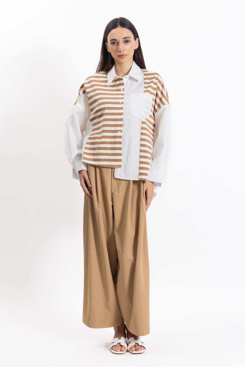 DETAILED STRIPED SHIRT SET