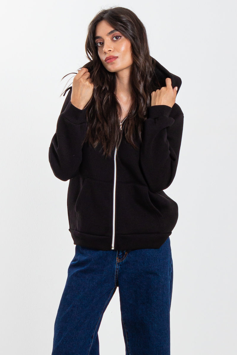 DETAILED ZIPPER COMFORT HOODIE