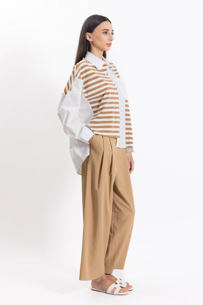 DETAILED STRIPED SHIRT SET