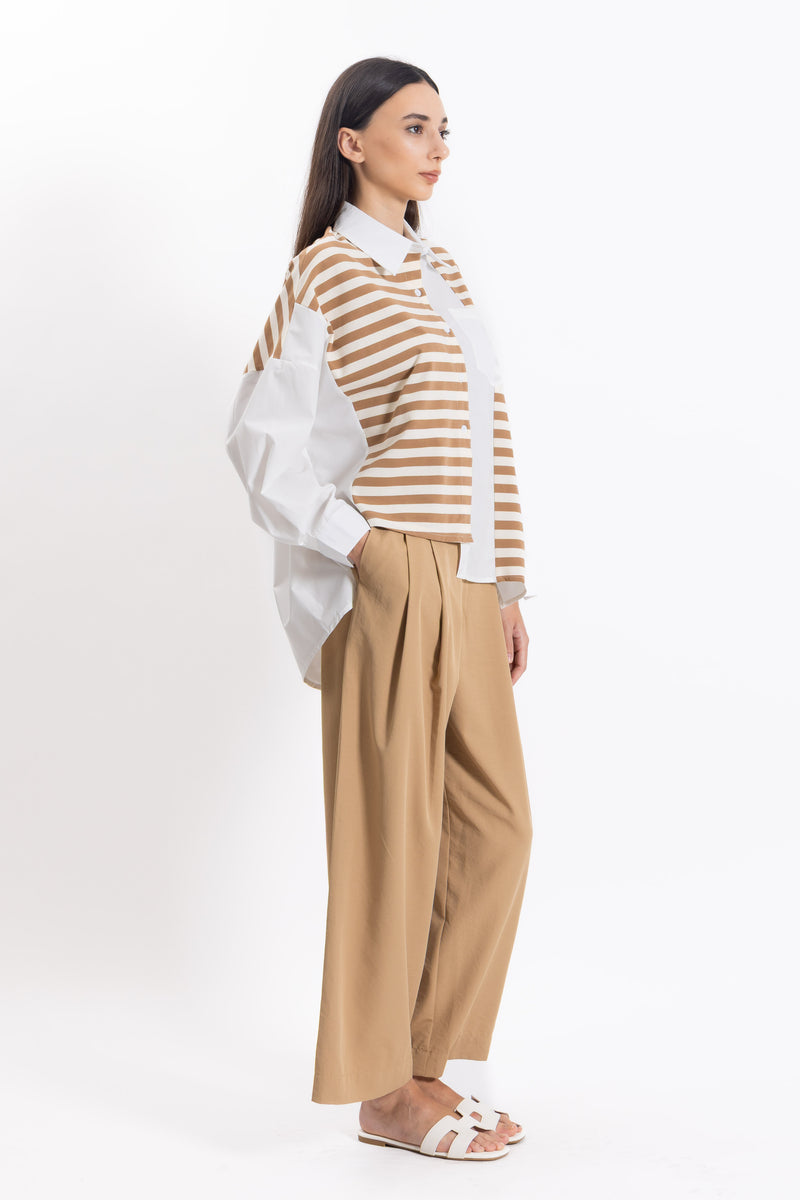 DETAILED STRIPED SHIRT SET
