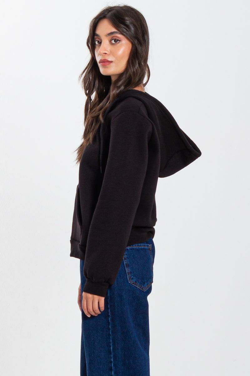 DETAILED ZIPPER COMFORT HOODIE