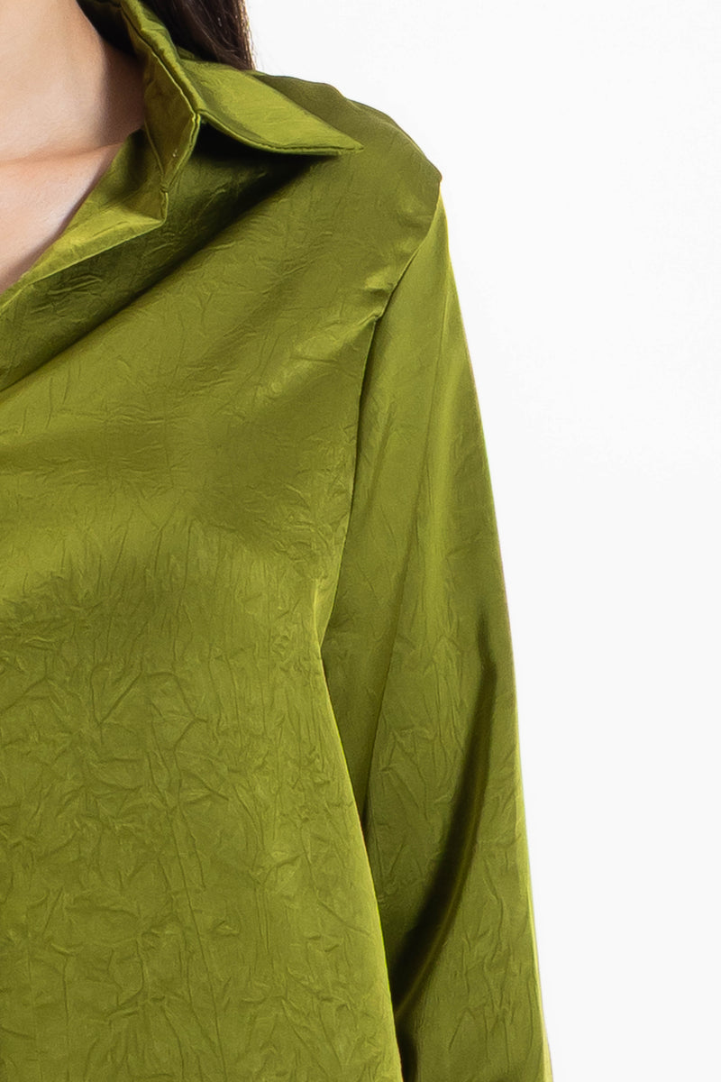 TEXTURED SATIN SHIRT SET