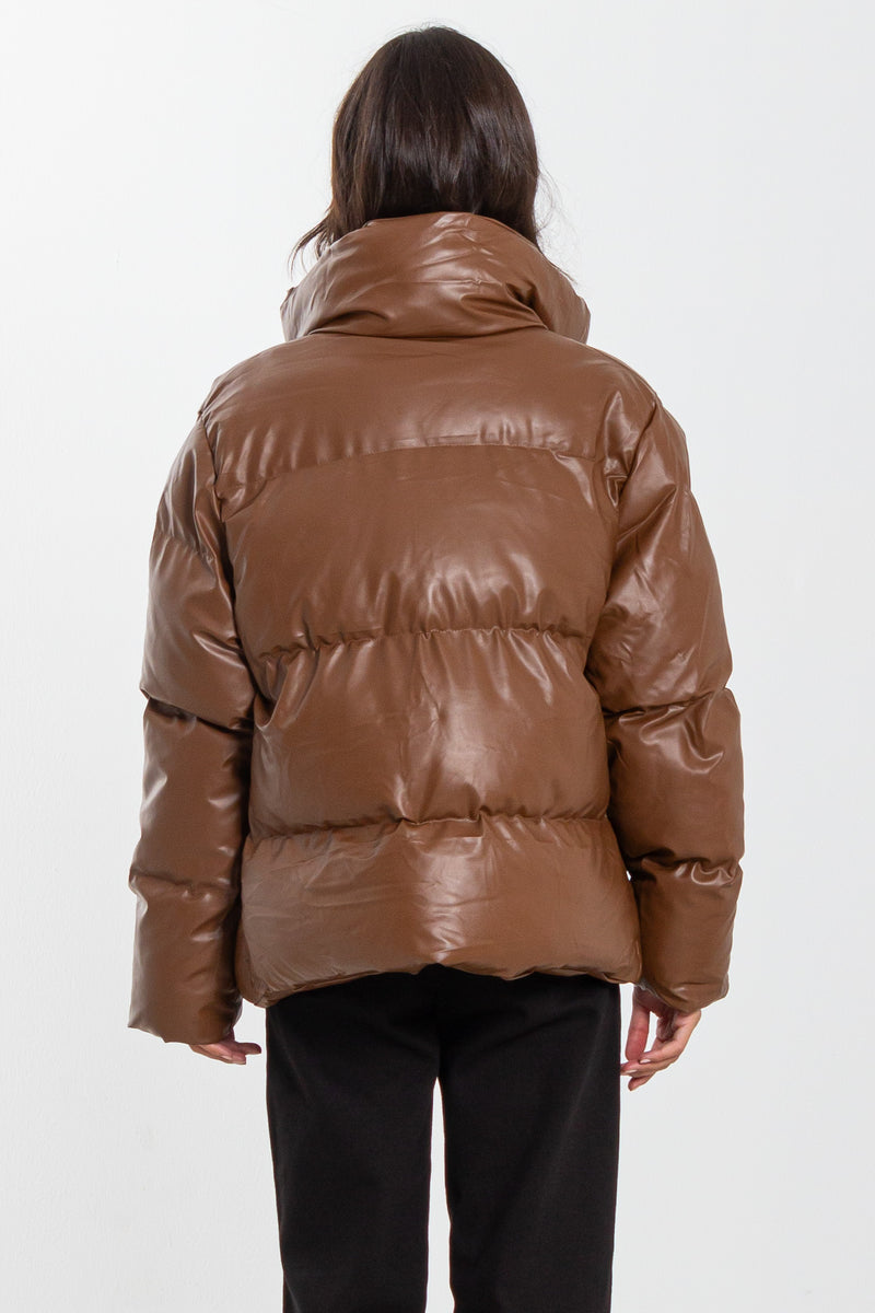FAUX LEATHER PUFFER JACKET