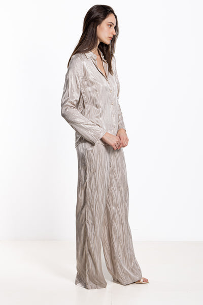 TEXTURED SATIN SHIRT SET