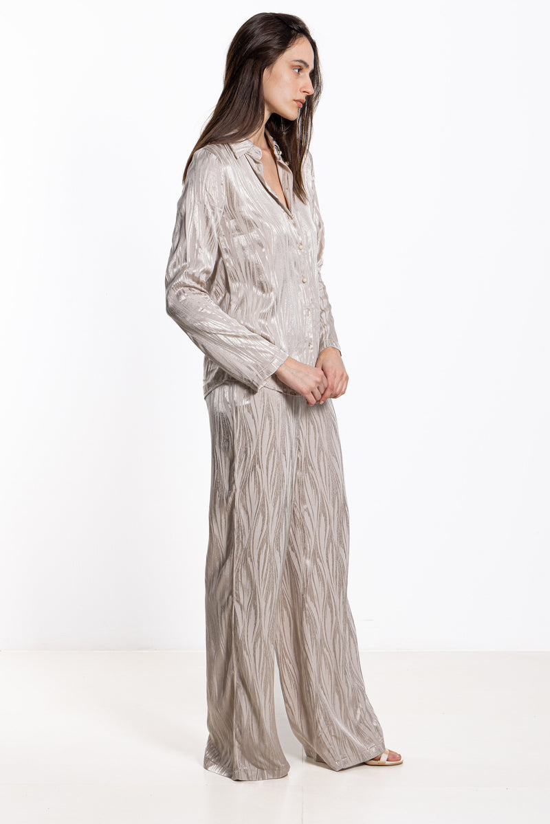 TEXTURED SATIN SHIRT SET