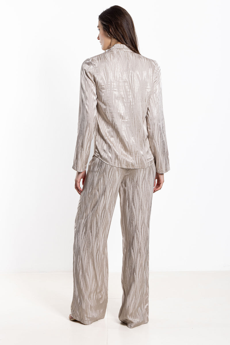 TEXTURED SATIN SHIRT SET