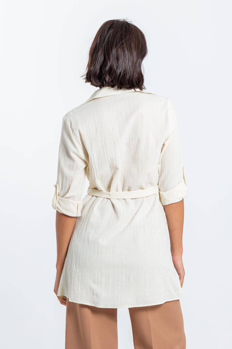 BELTED LONG BLOUSE