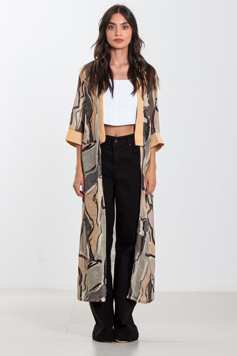 ABSTRACT PRINT LIGHTWEIGHT KIMONO