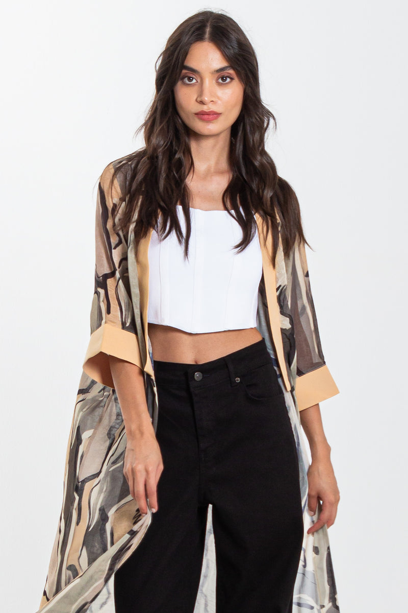 ABSTRACT PRINT LIGHTWEIGHT KIMONO