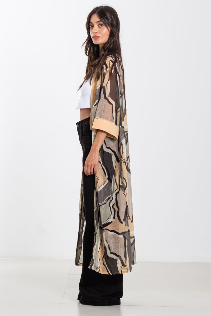 ABSTRACT PRINT LIGHTWEIGHT KIMONO