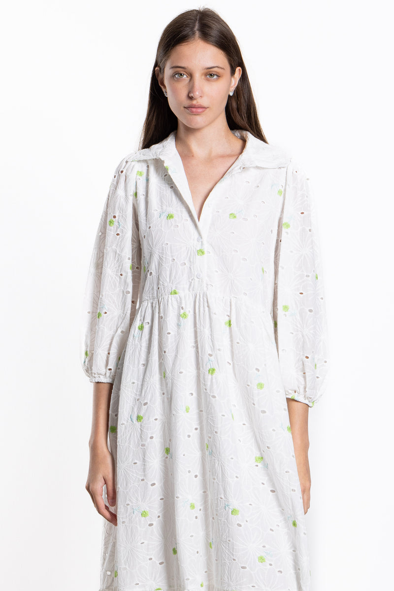 CUTWORK EMBROIDERY MAXI DRESS