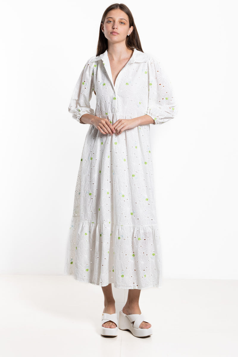 CUTWORK EMBROIDERY MAXI DRESS
