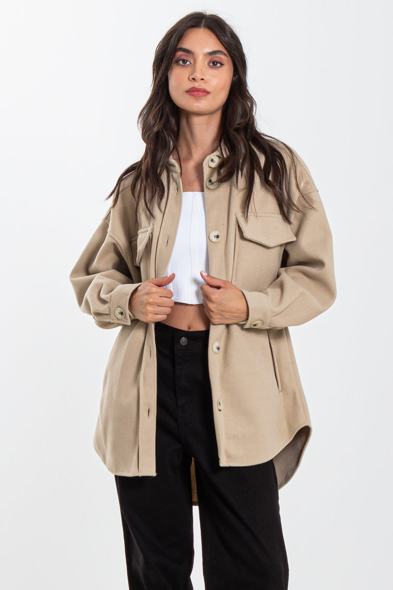 DETAILED WOOL OVERSHIRT