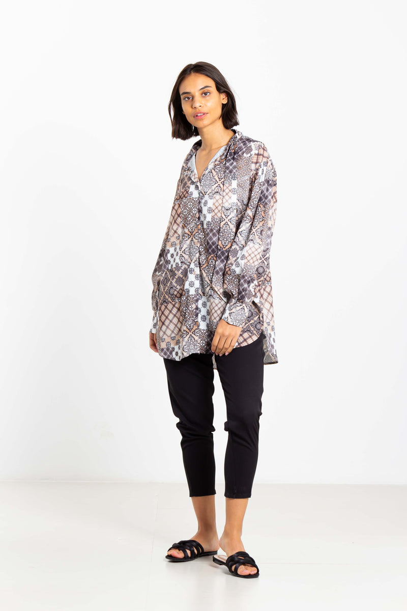 PRINTED LONGLINE BLOUSE