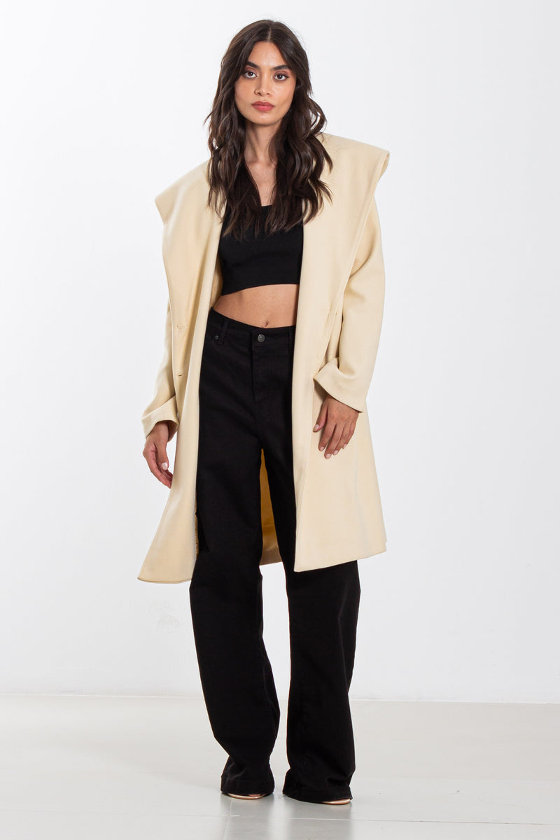 WOOL BLEND HOODIE COAT
