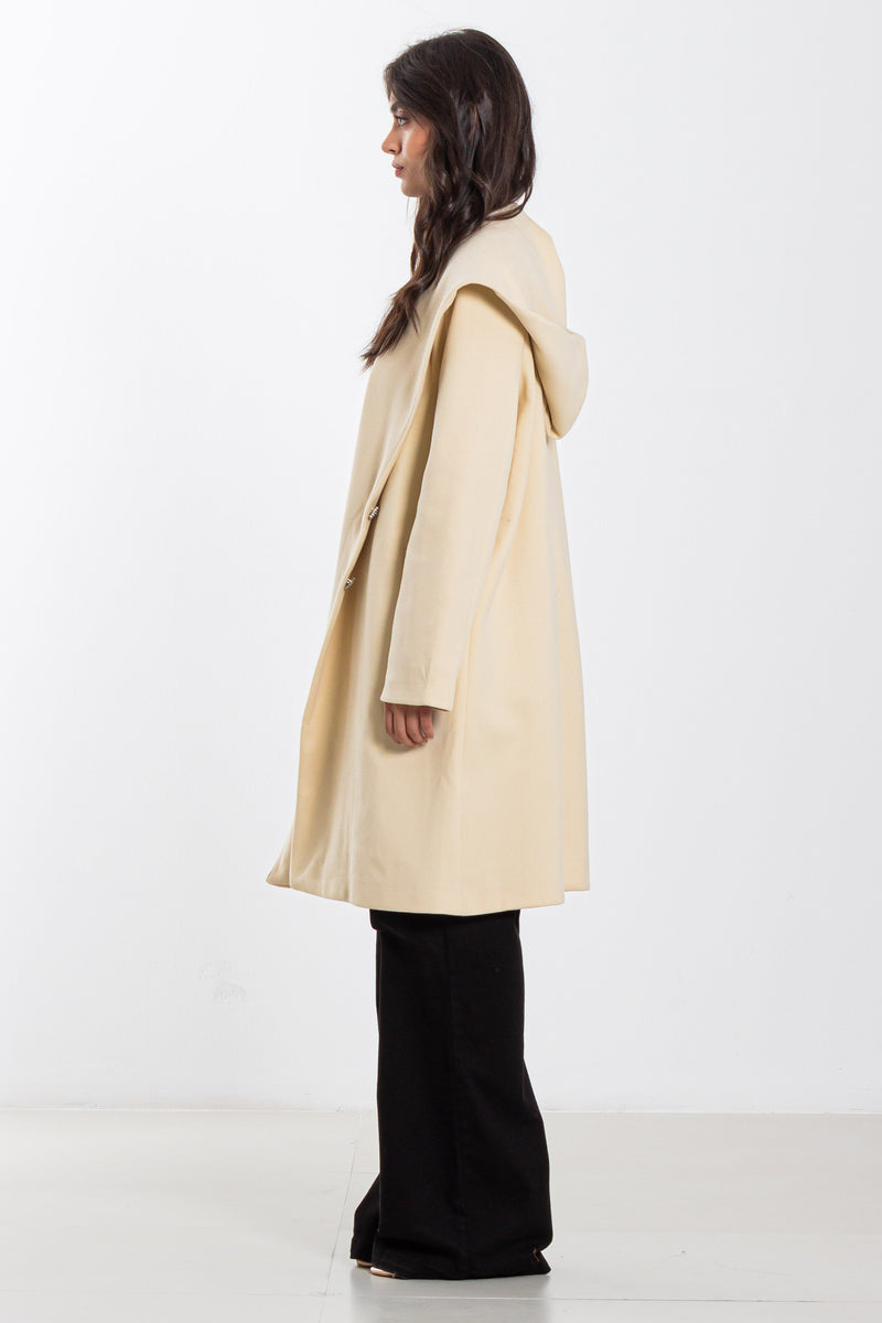 WOOL BLEND HOODIE COAT