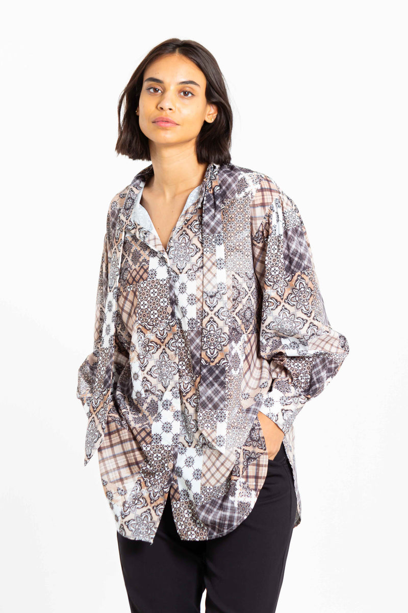 PRINTED LONGLINE BLOUSE