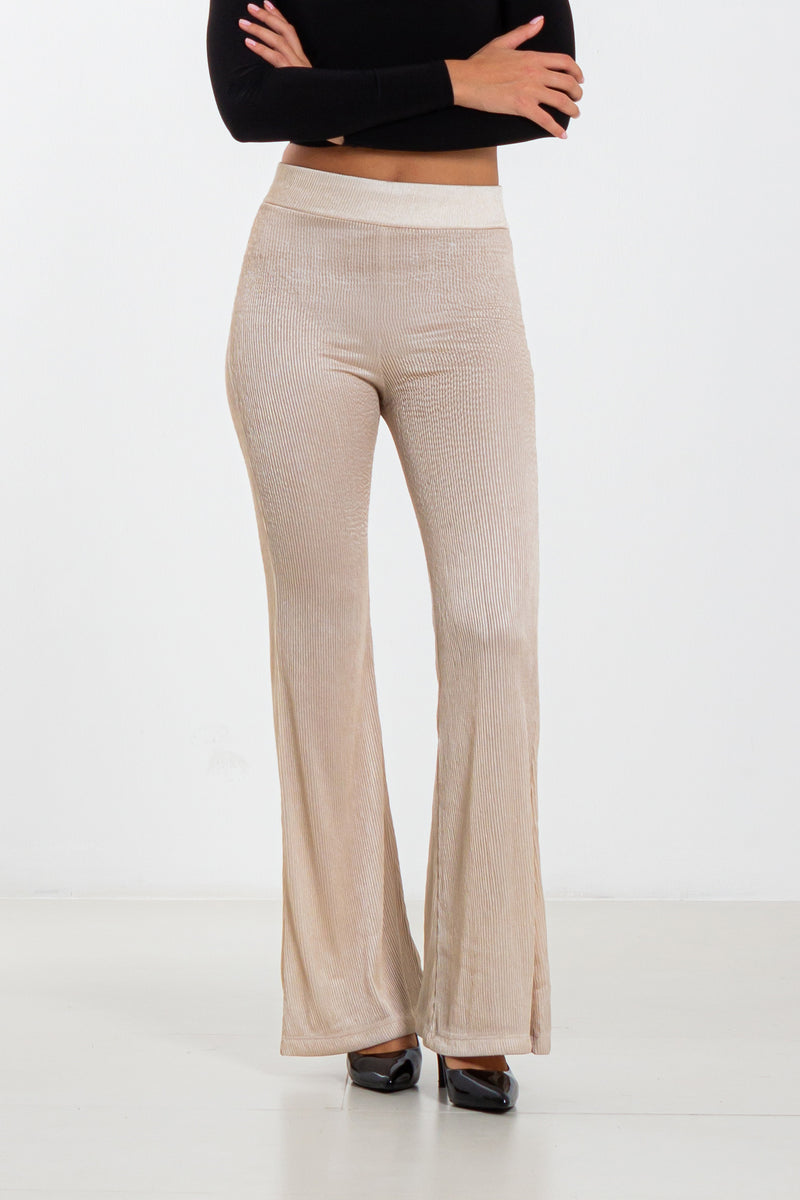 RIBBED FLARE TROUSERS