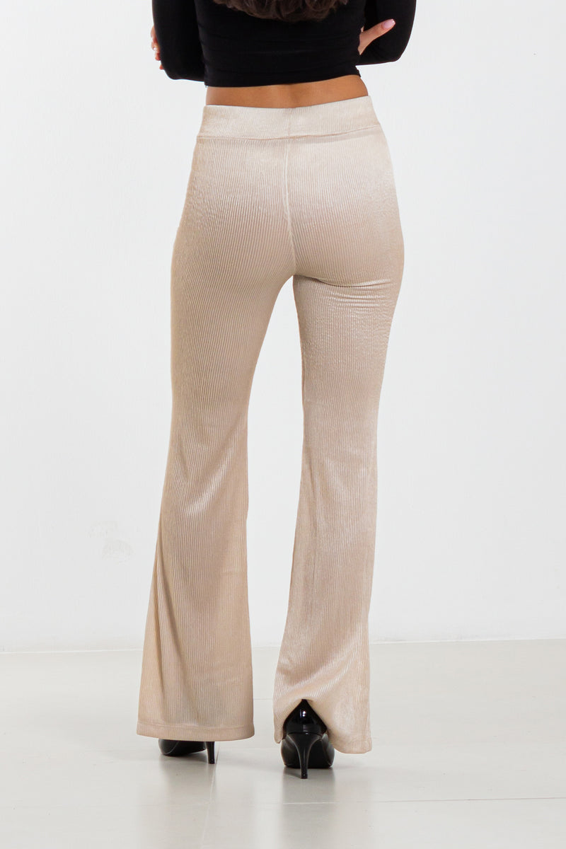 RIBBED FLARE TROUSERS
