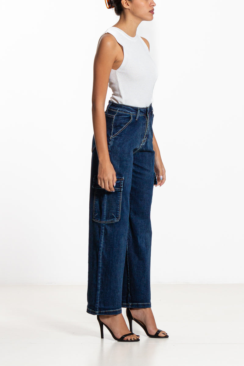 CARGO MID-RISE JEANS