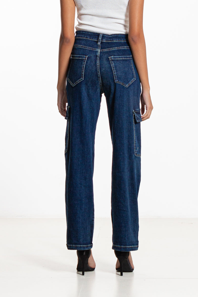 CARGO MID-RISE JEANS