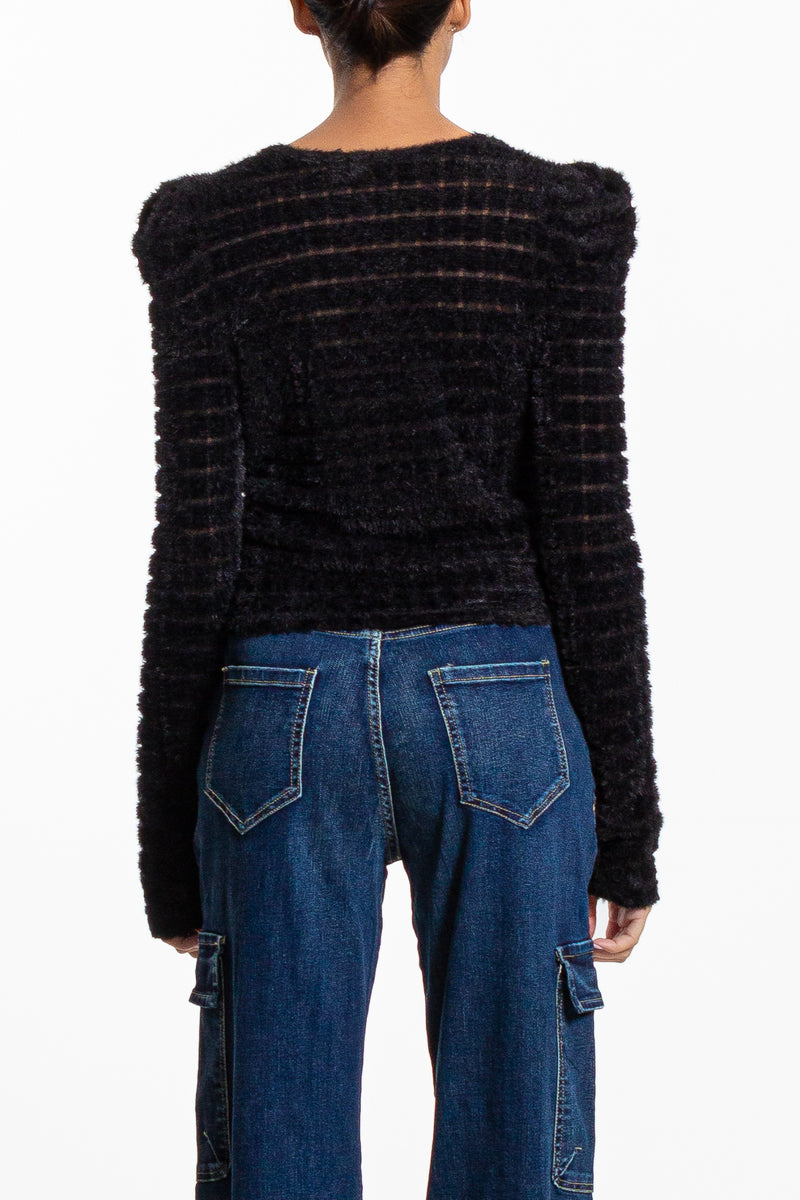 TEXTURED V-NECK TOP