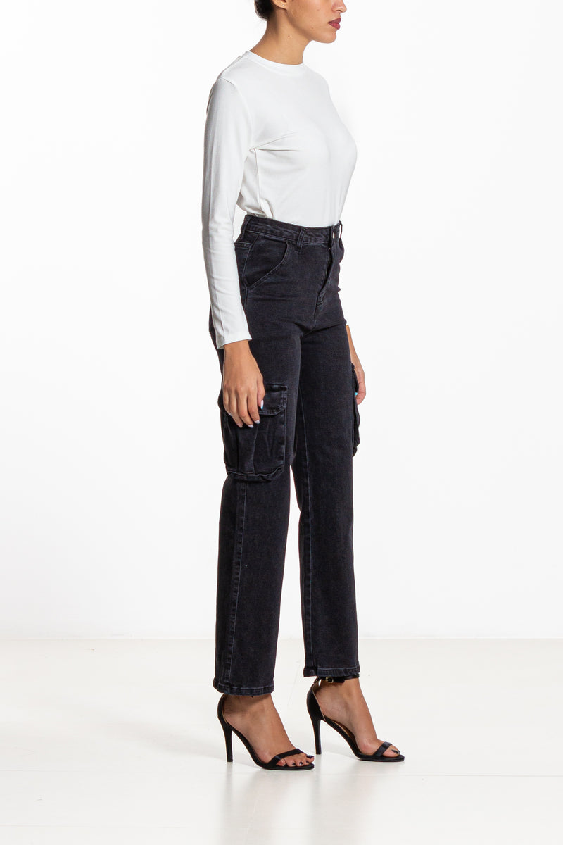 STRAIGHT FIT CARGO JEANS