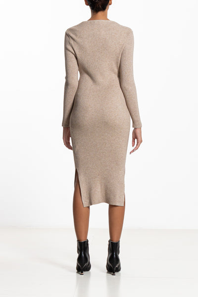 FITTED KNIT MIDI DRESS